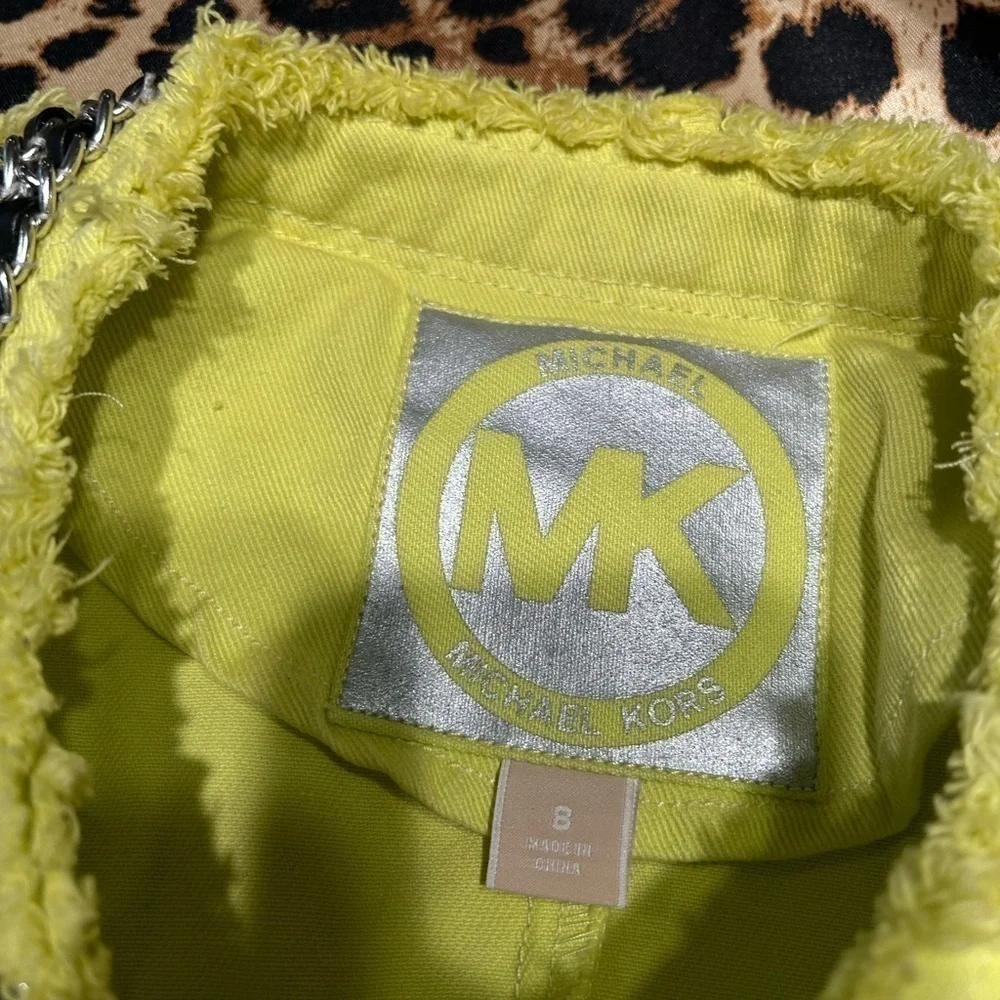 Michael Kors Neon Yellow Denim Chain Detailed Jacket